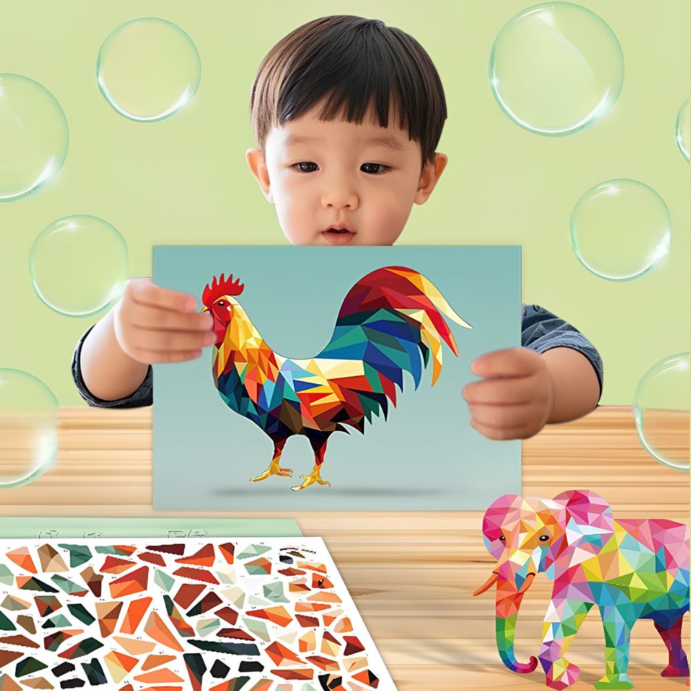 coloriage par numero avec des stickers numérotés pour enfant de 5+ans