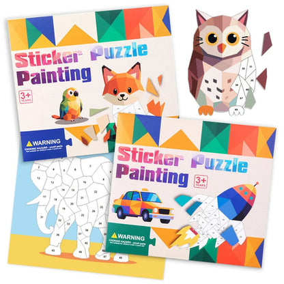 coloriage par numéro    stickers  puzzle d'autocollants  animaux et transport