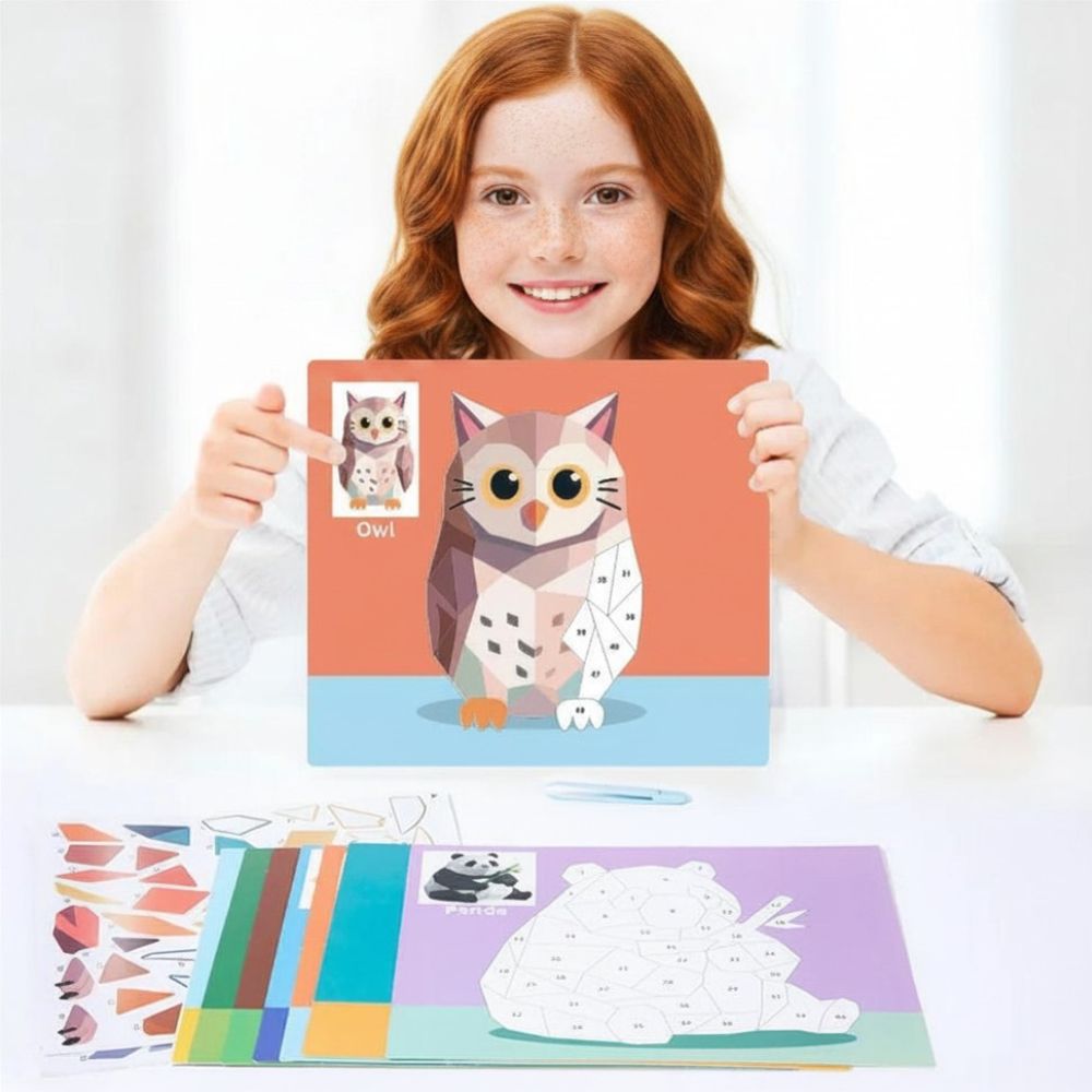 coloriage par numéro  puzzle 'autocollants numéroté enfant 3 à 7ans