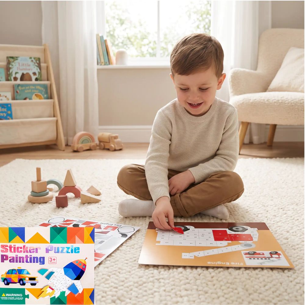 coloriage par numéro sticker puzzle véhicules puzzle d'autocollants 3 
à 7 ans