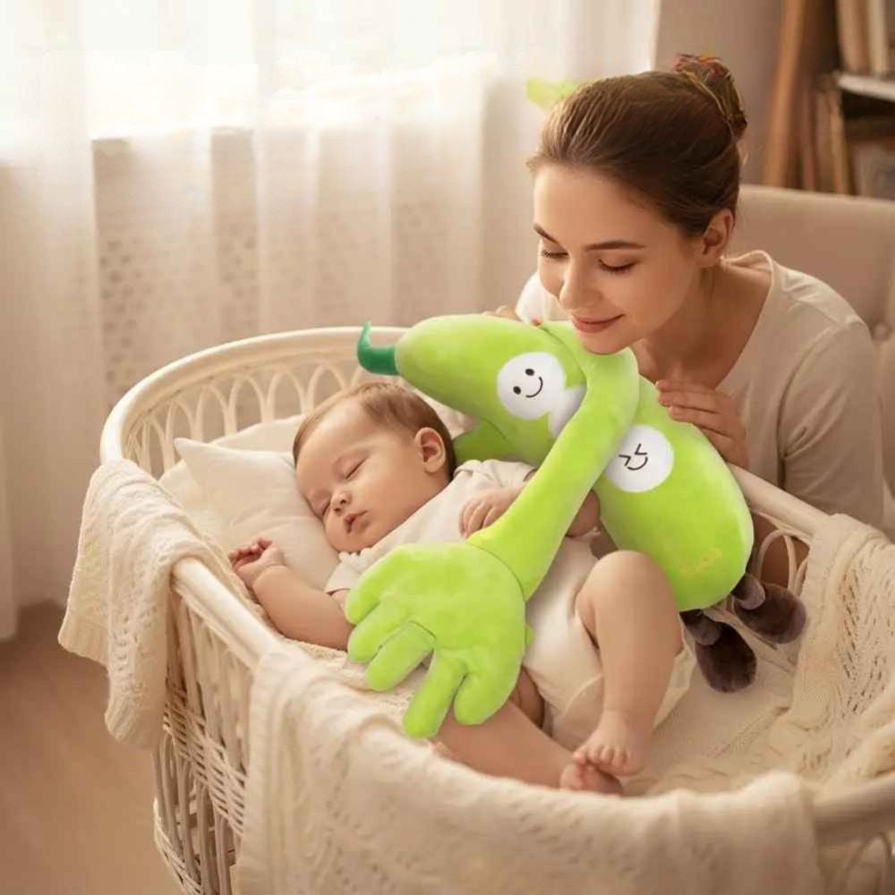 coussin bebe pois vert long bras enlassant calin bébé