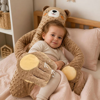 coussin pour bebe mami-tapoteuse™ ours brun calmer, rassurer et endormir. chaleur, présence rassurance et tapotement