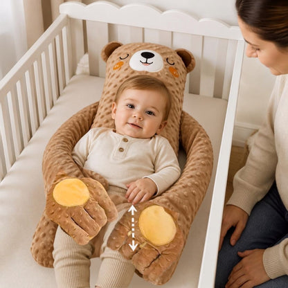 coussin pour bebe  ours brun calmer, rassurer et endormir. chaleur, présence rassurance et tapotement