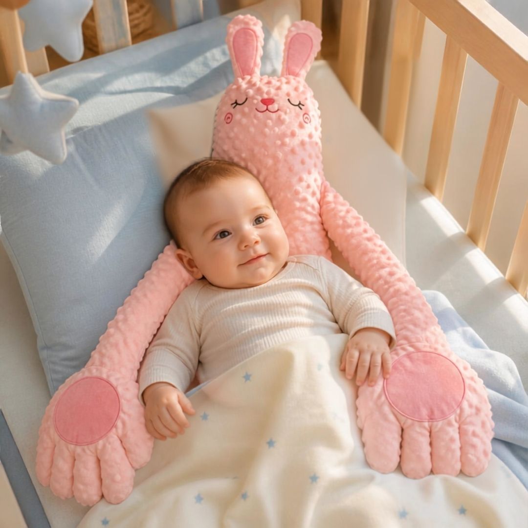 un gros doudou calin , le coussin pour bebe qui accompagne jusquÉa l'endormissement avec ses berceuse, ses tapotement et sa présence