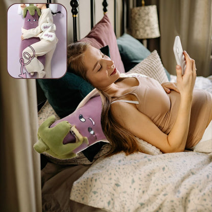 coussin pour bebe smart en forme d aubergine geante calins, tapotement et musical
