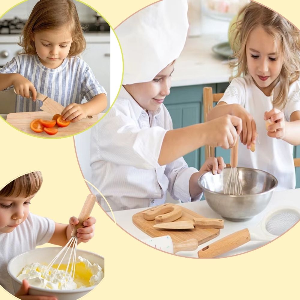 des enfants qui cuisinent fièrement avec le couteau enfant pas de bobo