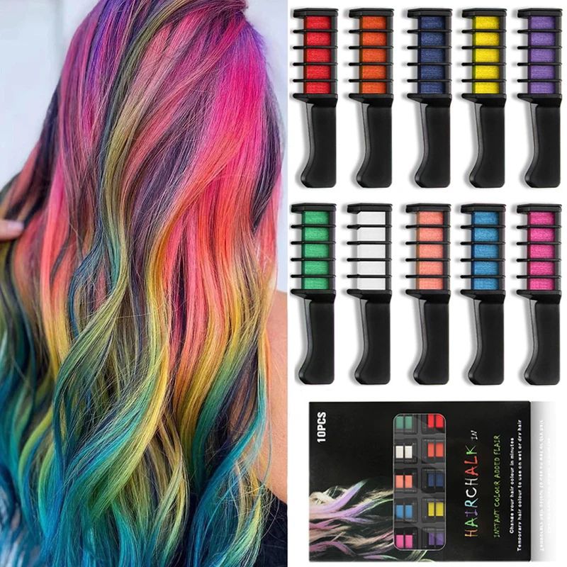 ensemble de 10 craie pour cheveux de toutes les couleurs rêvées pour votre enfant