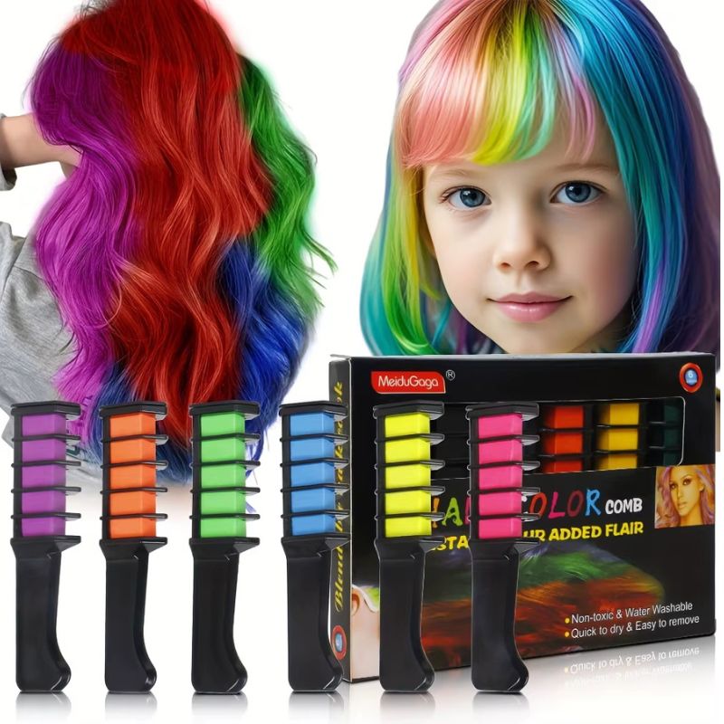 boite de 6 craie pour cheveux de couleurs difféentes