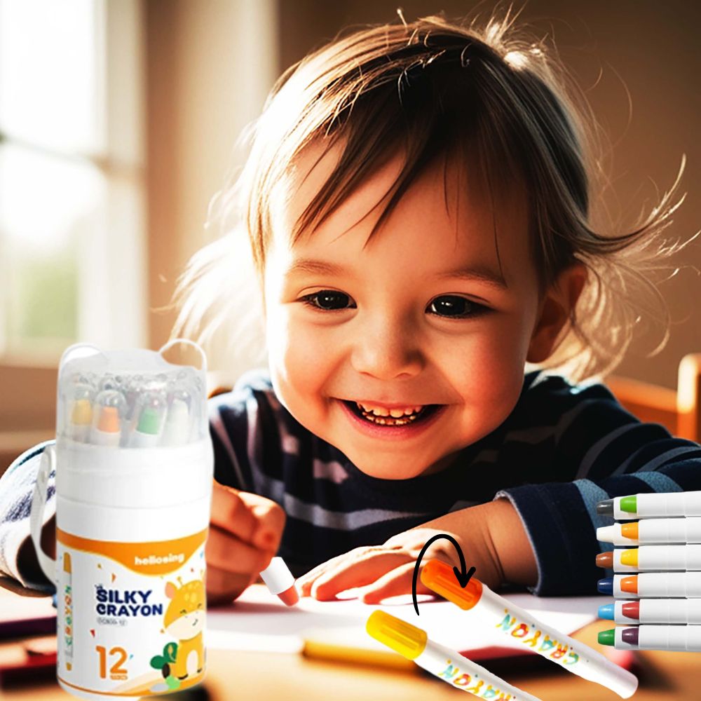 crayons de couleur pour 3 ans et plus, prise solide 13cm, twistable- pointe grasse facile à appliquer
