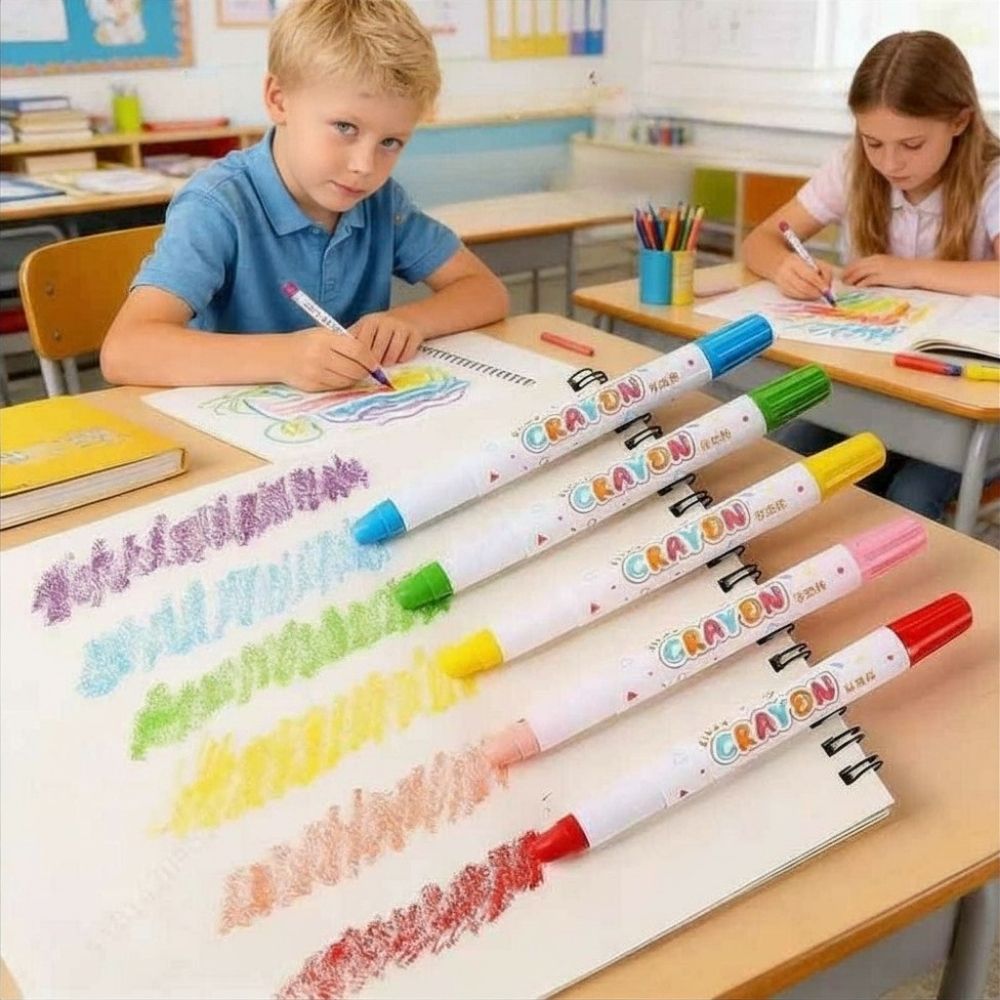 crayons de couleu  peinture aquarelle et craies de cire dessin enfant