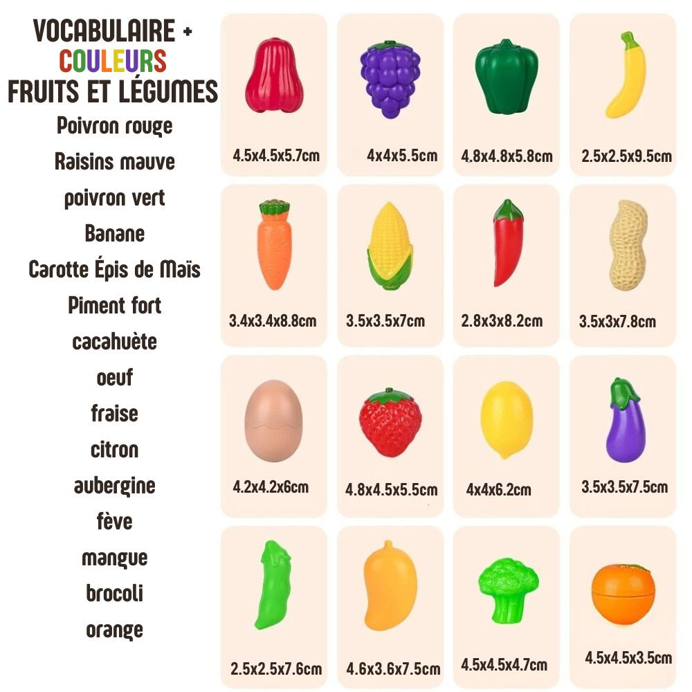 description des légumes et de leurs dimensionsdans cuisine enfant