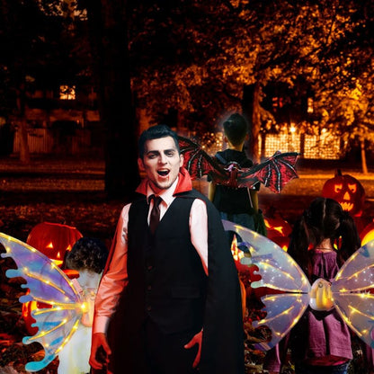 Déguisement carnaval avec vampire dragon princesse et fée partant tous des ailes électroniques avec lumières Led