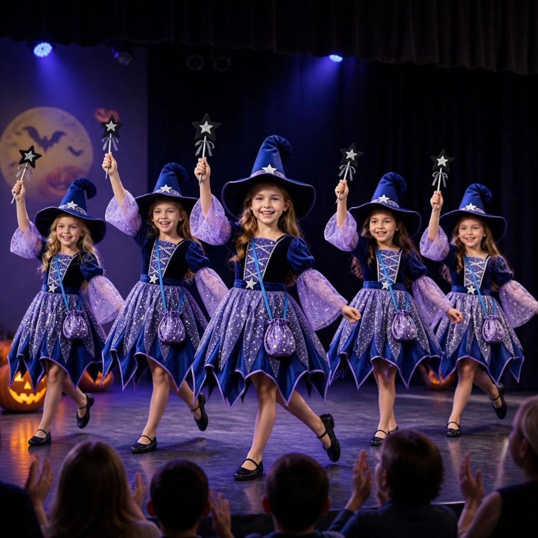 spectacle d'école avec son deguisement fille et ses amies