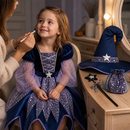 deguisement fille mignon robe de srcière avec chapeau étoilé