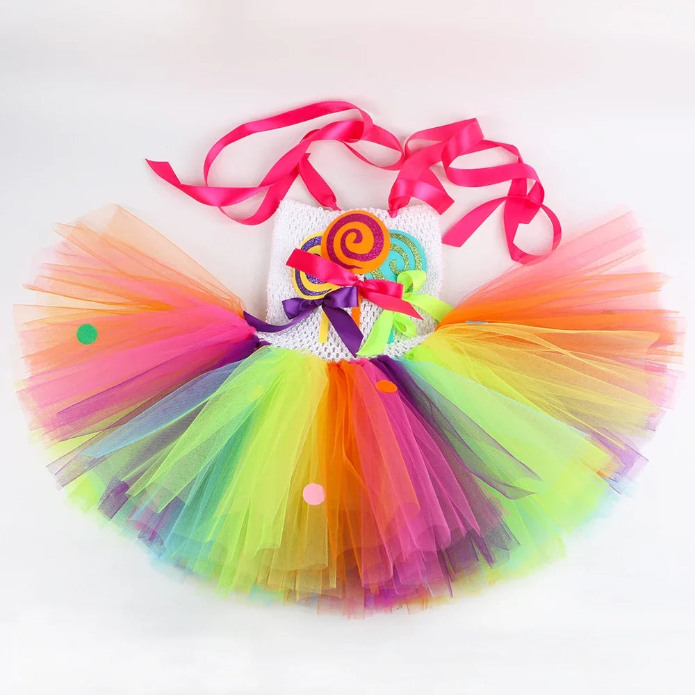 Déguisement fille robe tutu pour le jeux créatif, les spectacle et la fête de Halloween sois la princesse des bonbon multicolores