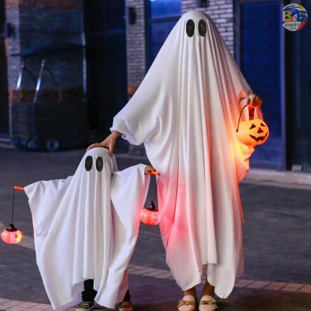 Déguisement d'Halloween pour enfants et adultes, idéal pour s'amuser et célébrer en famille lors de fêtes costumées et du Carnaval.