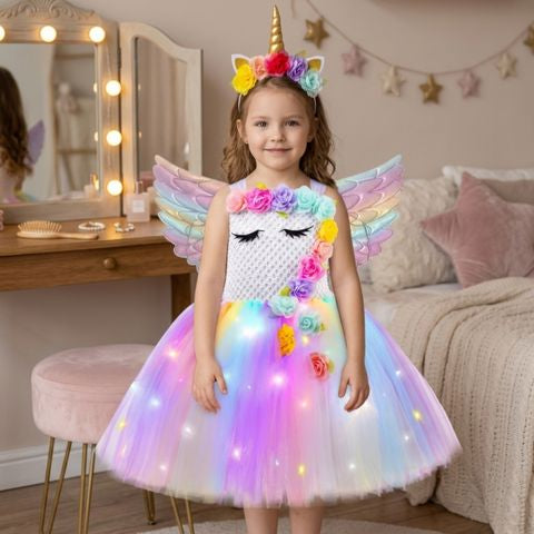 DÉGUISEMENT HALLOWEEN FILLE |Déguisement de Princesse-Licorne lumineuse
