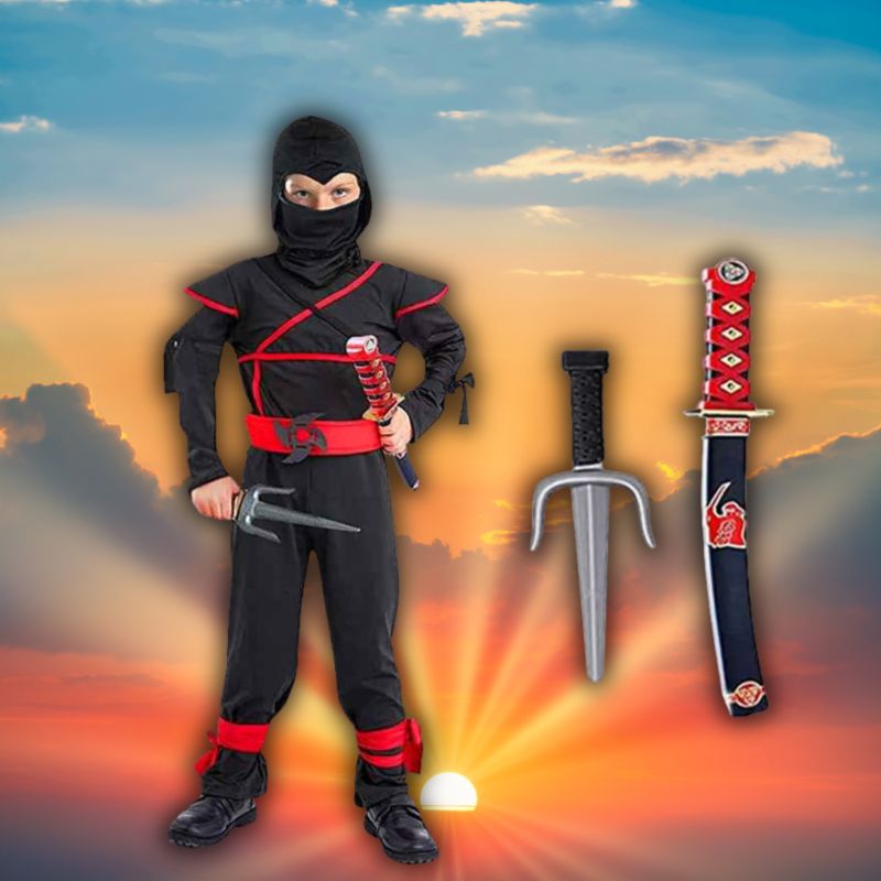 Déguisement enfant No-name Déguisement enfant Ninja Noir et Rouge Déguisement enfant No-name Déguisement enfant Ninja Noir et Rouge