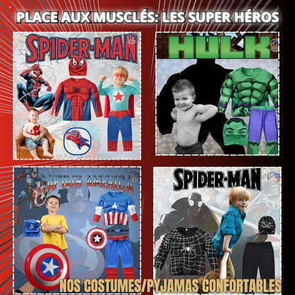 Deguisement Halloween Enfant :4 costume-pyjama de super héros🦸🏻