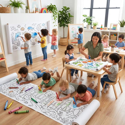 dessin coloriage graffiti  en rouleaux  de 3 mètres pour enfant  ocupation calme et autonome