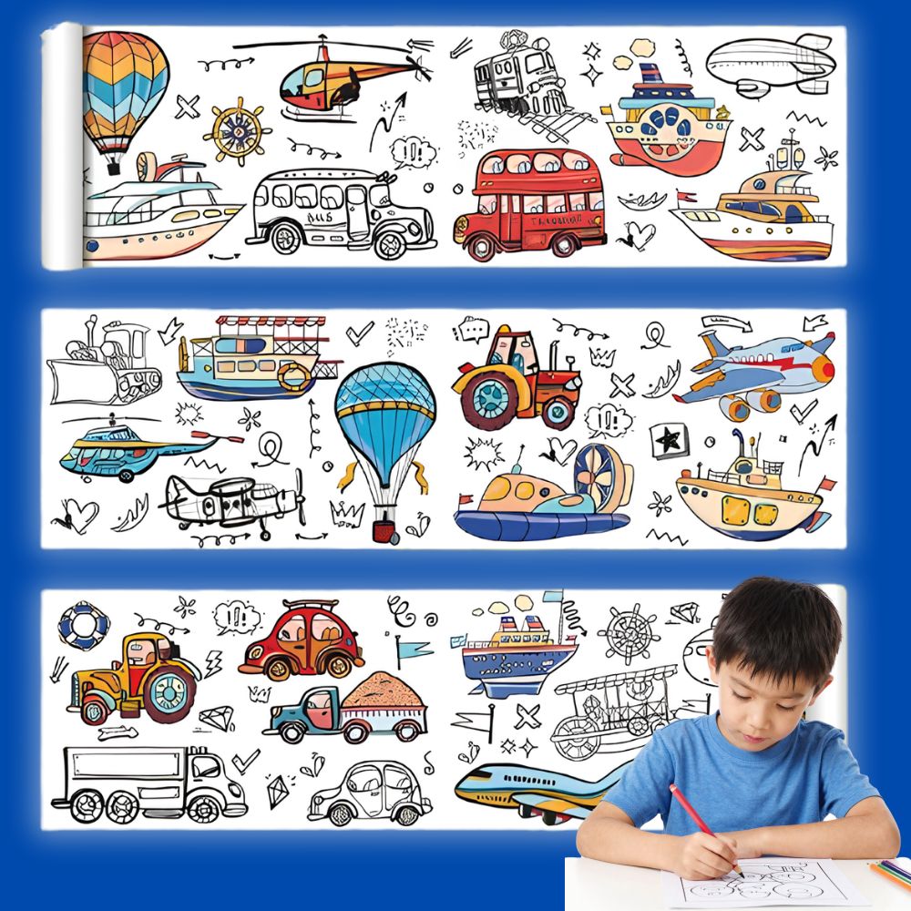 dessin coloriage de  moyens de transport 3 rouleaux rapides à installer 