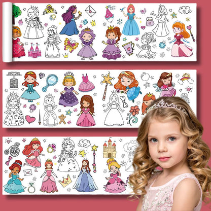 dessin coloriage de  princesses mignonnes 3 rouleaux  d'activités simples et rapides à installer 