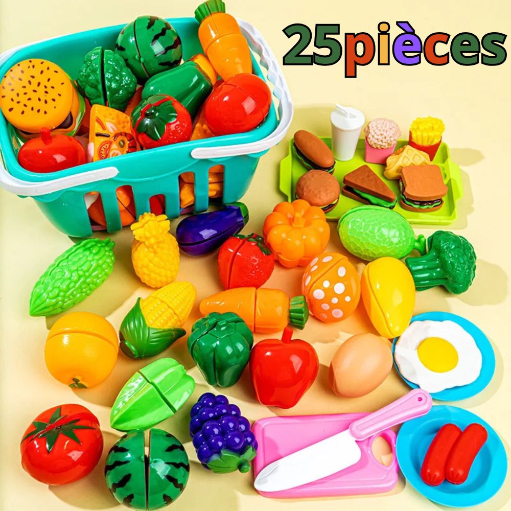 ensemble de 25 item pour dinette enfant accessoire et nourriture en plastique pour jouer