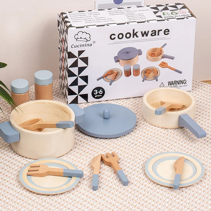 ensemble cadeau de jeu d'imitation cuisine enfant de dinette en bois