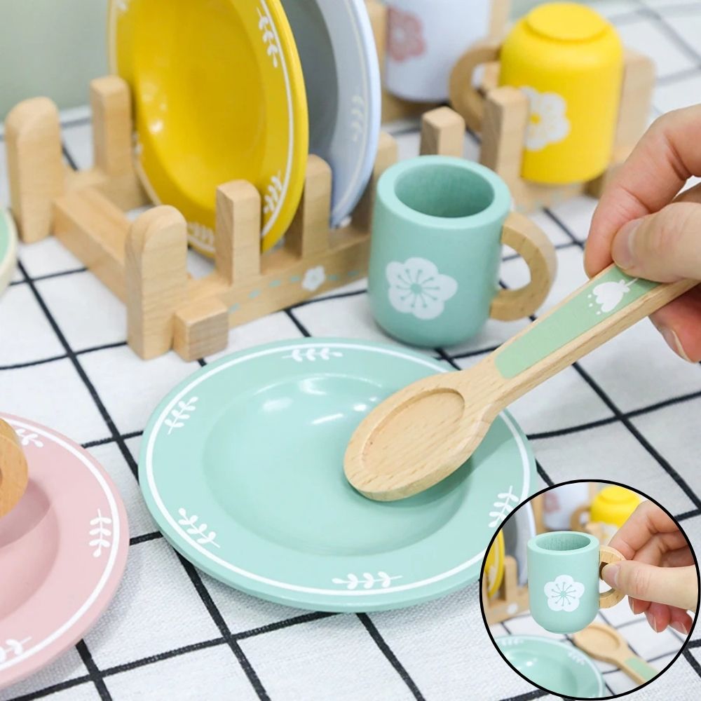 cuillère ;a café et tasse de dinette en bois pour enfant cadeau pour fille de 3 ans