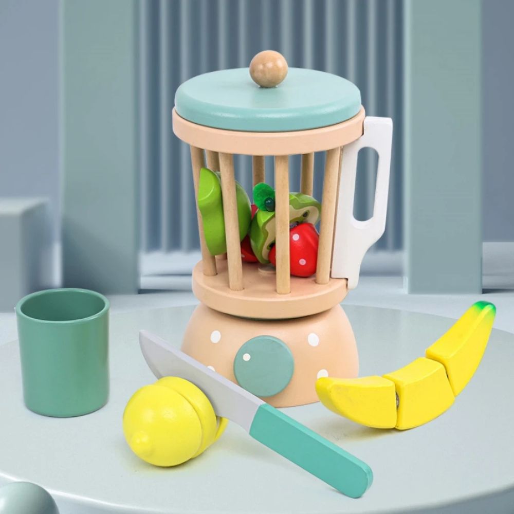 mélangeur à smouthies et jus de fruits en bois jeu d'imitation et jeux symboliques pour enfant 3-6ans ; dinette en bois