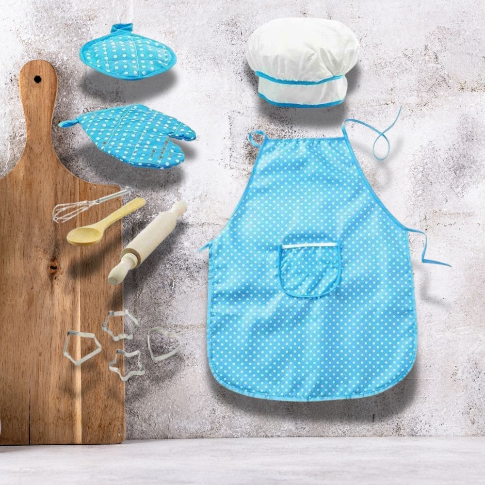 TABLIER CUISINE ENFANT de dinette enfant déguisement de chef cuisinier modèle bleu