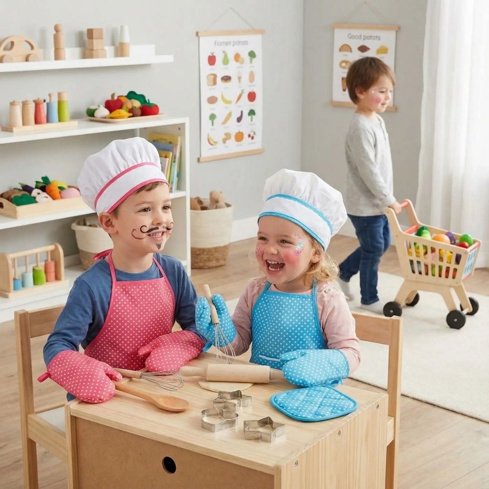 jeu de dinette enfant TABLIER CUISINE ENFANT et chapeau de cuisinie jeu de simulation dinette enfant