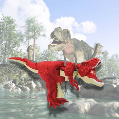 dinosaure jouet enfant de couleur rouge pour jouer à créer des histoires avec un dents tranchantes comme Petit Pied le dinosaure