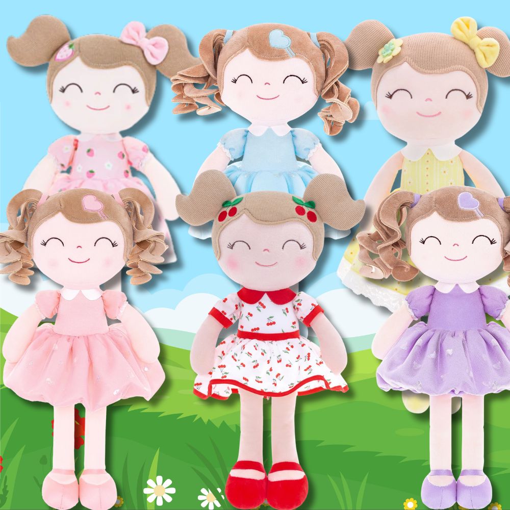 6 doudou fille format poupée chiffon mignonne
