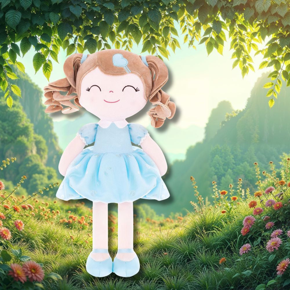 doudou fille bleu ciel poupée je t'aime