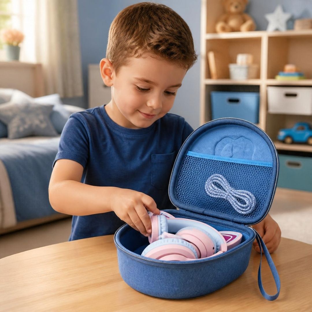étui pour écouteurs sans fil avec oreilles de chat  grand, rigide, robuste