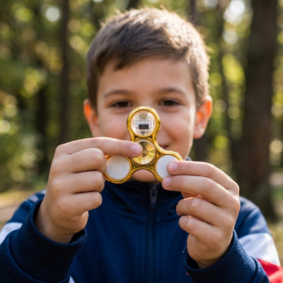 fidget spinner doré brillant avec led  changeant de beat et de couleur