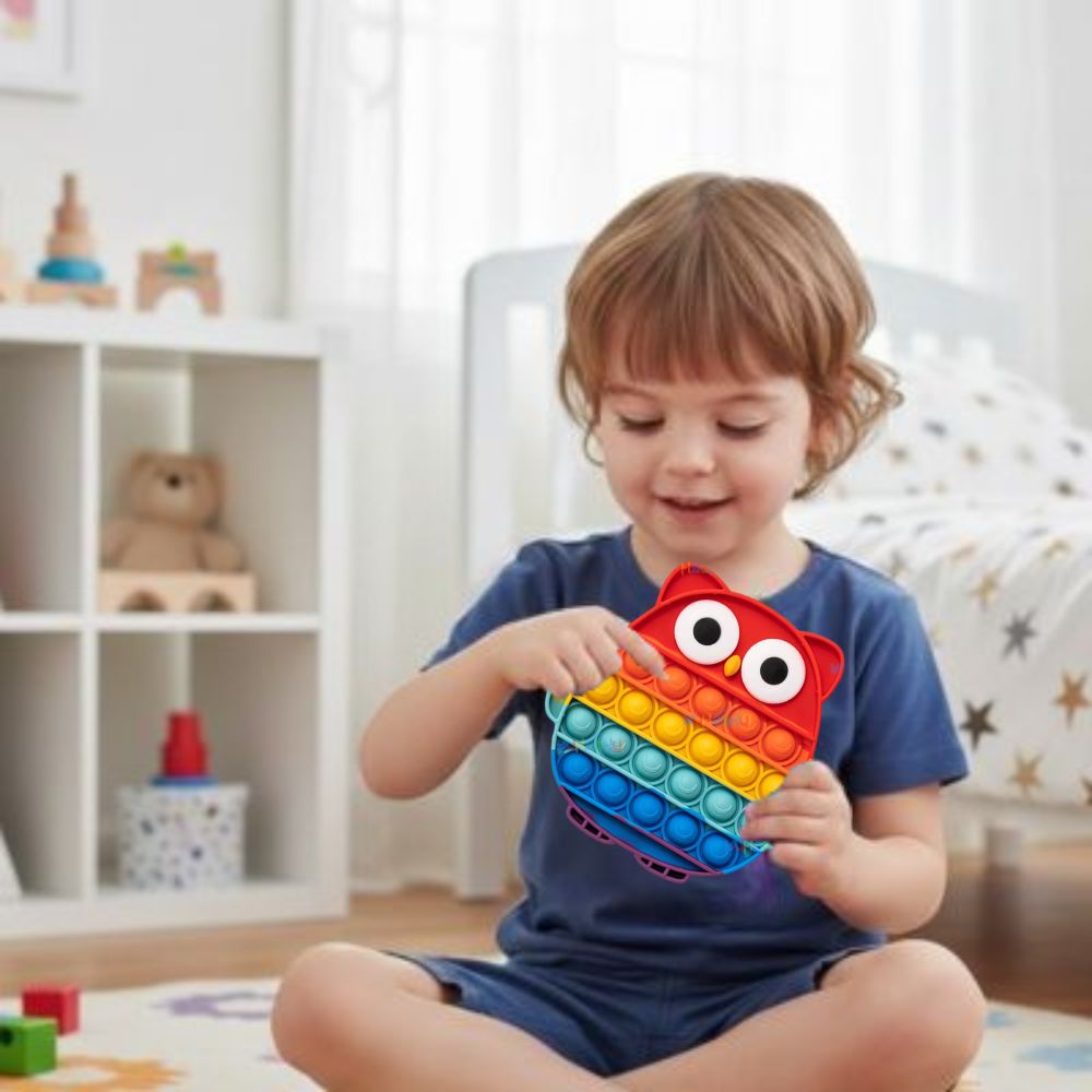 fidget toy pop it modèle de hibou multicolore magique silicone 
