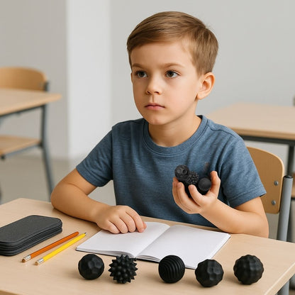 Nouveau fidget toys de poche de qualité, des boule anti stress aimantées texturées  NOIRE