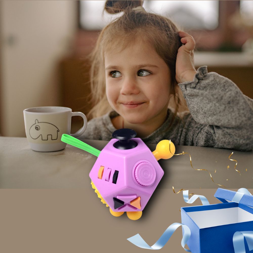 fidget toys ROSE un cube  anti stress à 12 côté un super cube anti stress enfant, ado, addulte