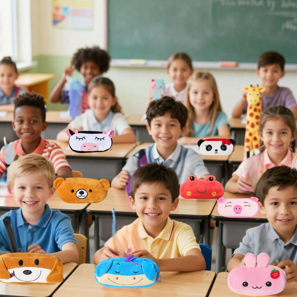 fourniture scolaire kawaii trousse en tissus doux modèles animaux, solide les enfants les adorent