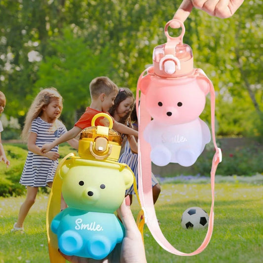 gourde-enfant-avec-paille-forme-ourson-mignon-transportable-bandoulière