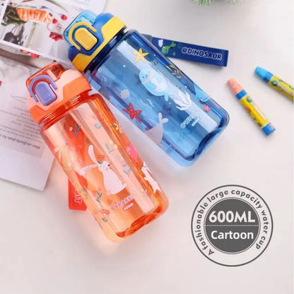 Gourde enfant  600ml avec une paille en silicone doue couvercle pop up