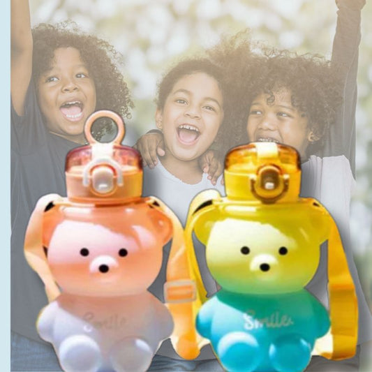 gourde-enfant-ourson-colorée-bouteille-d-eau-a-bandouillere