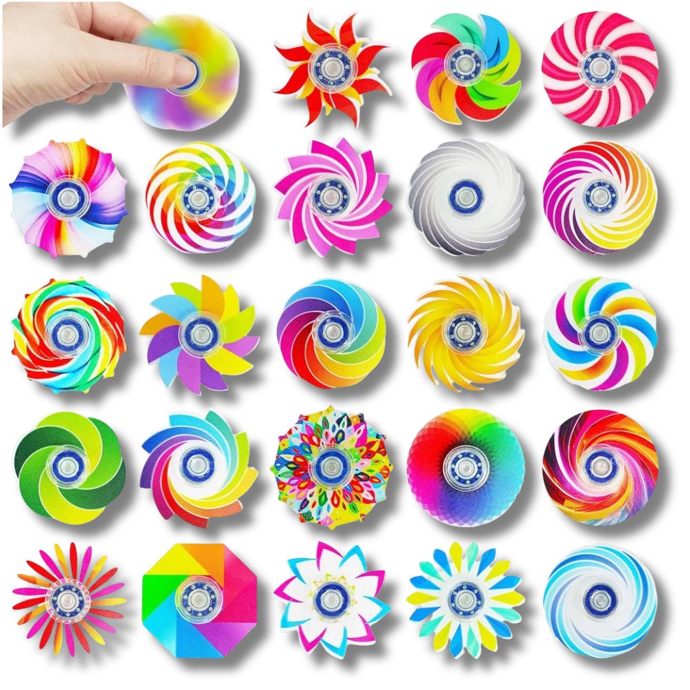 hand spinner pour fête d'enfant spirales colorées