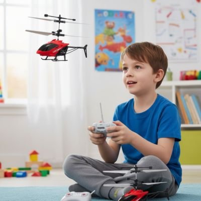 Hélicoptère télécommandé rouge pour enfant de 5 ans 6 ans le cadeau parfait facile et amusant