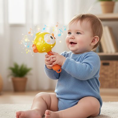 Hochet eveil sensoriel de bébé avec le hochet bébé maracasse en forme de ses petites mains poussin jaune