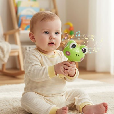 Hochet maracasse pour cadeau bébé 0-16mois  jolie grenouille