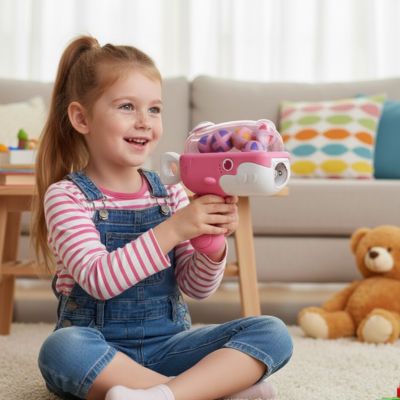  Jeu d adresse pour petits enfants de 3+ans les pistolets en plastique rose rempli de boules collantes