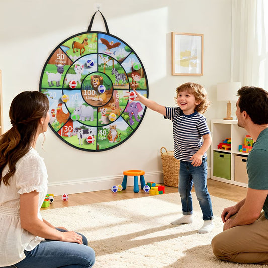 JEU DE FLÉCHETTES AVEC CIBLES D'ANIMAUX FAMILIER ET POINTAGE LANCER DE BALLES DE VELCRO